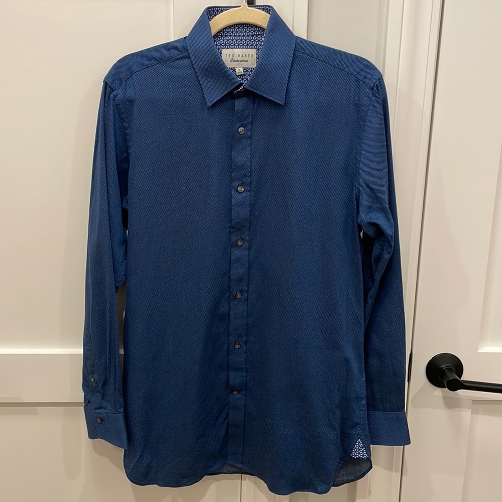 Ted Baker Navy Micro Dot Patterned Endurance Dres… - image 1